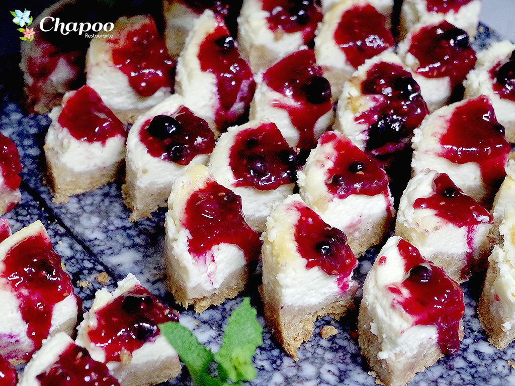 Tarta de queso. Bocados para cóctel