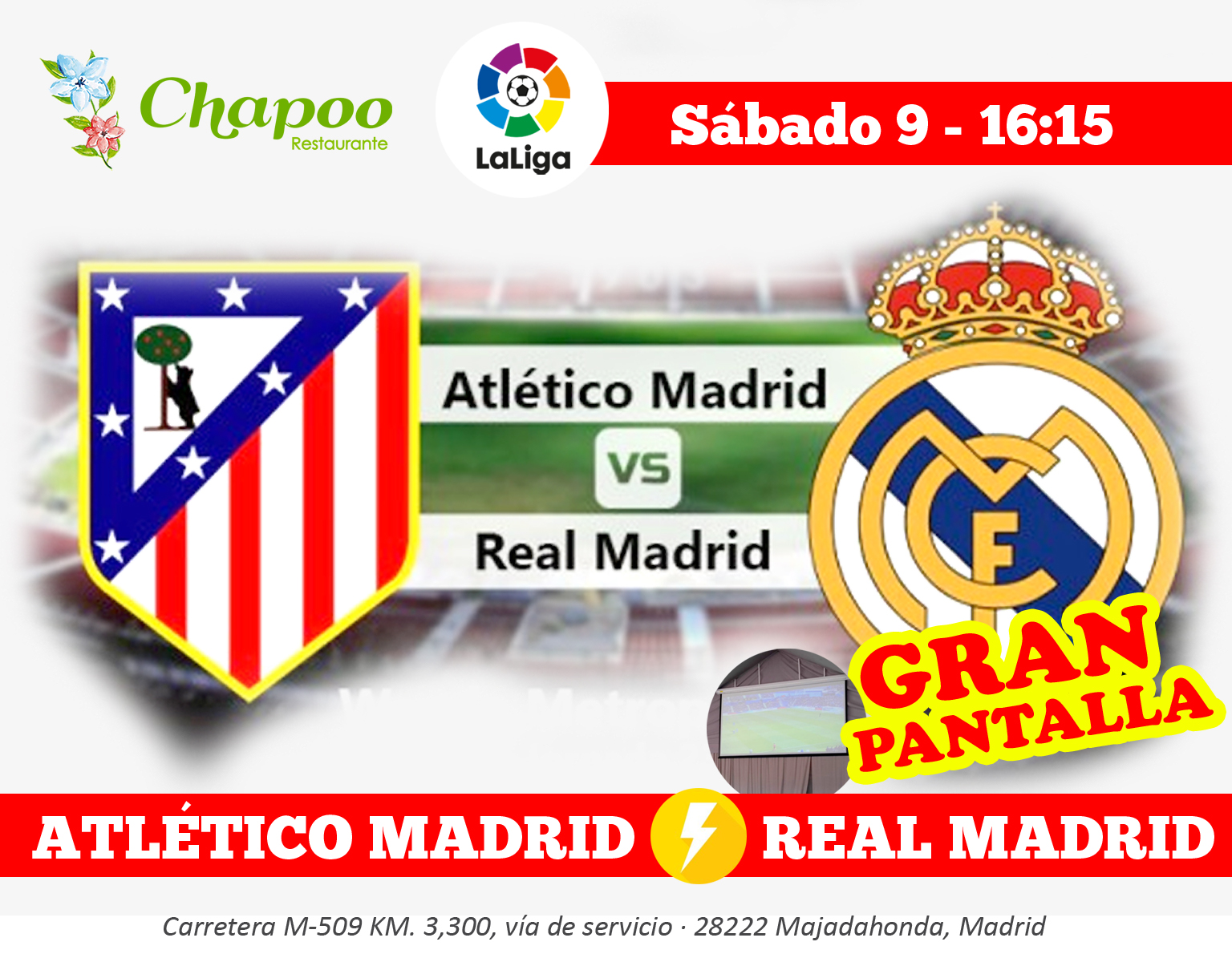 pantalla gigante Atlético Madrid contra Real Madrid