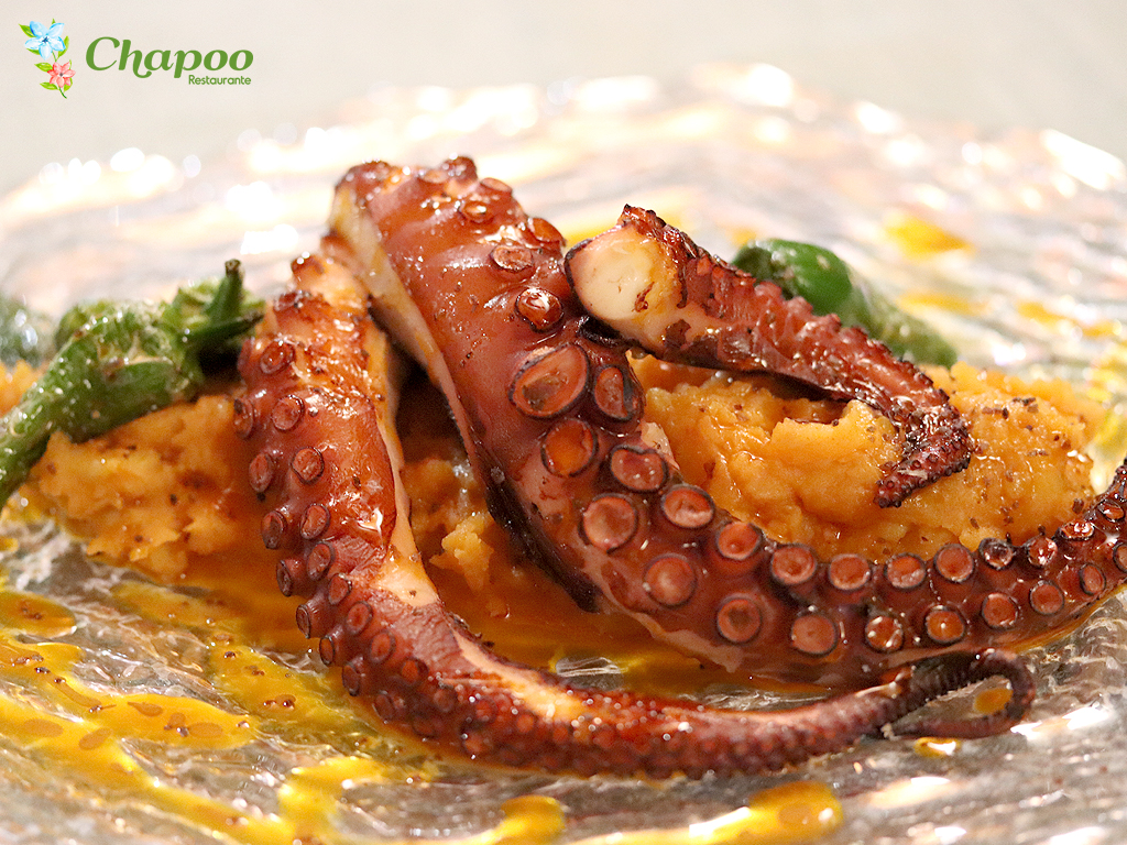 Pulpo a la brasa. Restaurante braseria familiar