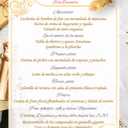 Menu Nochevieja Cotillon y Barra Libre Para adultos